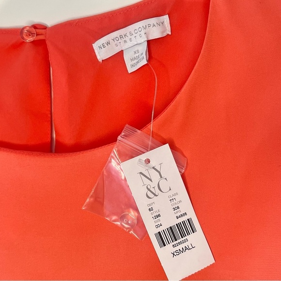 NWT NY&Co Sleeveless Orange and Tan Shift Dress Size XS Fully Lined - Picture 2 of 6